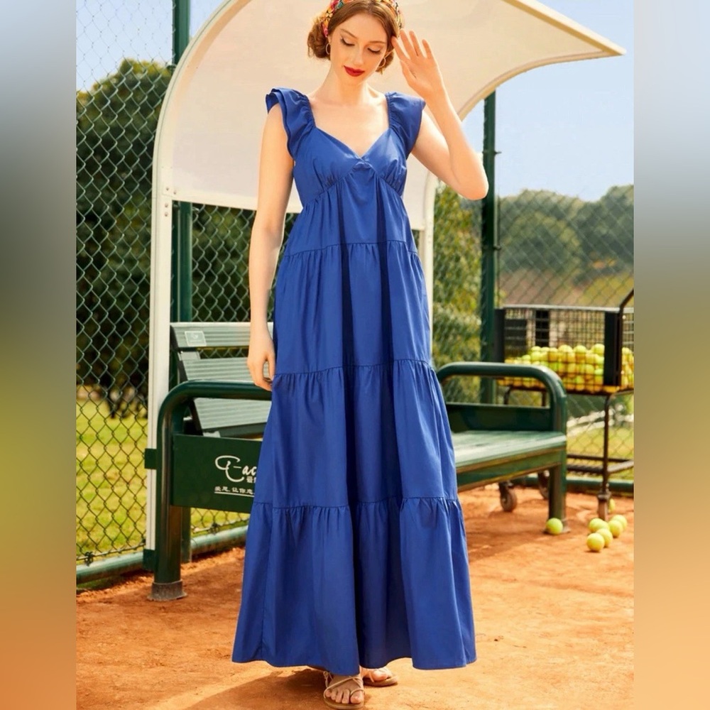 Modcloth Royal Blue Ruffle Strap Maxi Dress - Picture 3 of 9